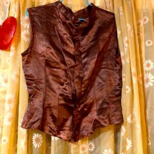 Vintage handmade shiny brown vest